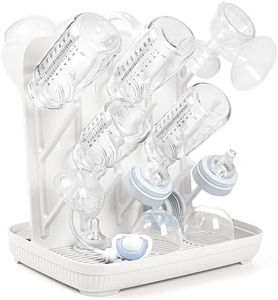 Termichy Baby Bottle Drying Rack: Large Vertical Bottle Dryer Rack Holder - Space Saving Standing Drying Rack for Baby Bottles and Pump Part Cleaning (White)