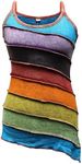 SHOPOHOLIC FASHION Women Stonewashed Rainbow Striped Hippie Boho Tank top, L