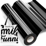 JAVIGA Black Heat Transfer Vinyl, 12"x25ft Black Iron On Vinyl, Black HTV Vinyl Compatible with Cricut All Machines, HTV Heat Transfer Vinyl for Shirts, Heat Press Vinyl to Make Your Clothes Special