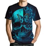 RASBCTK Men's Skull Graphic Tshirt 3D Print Skeleton Shirt for Men Funny Skull Tees Top, Blue, X-Large