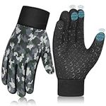 Kids Winter Sports Thermal Gloves - Cycling Boys Touchscreen Windproof Warm Anti-Slip Children Girls Age 4-12 Years For Bike Mitts Riding Running Football Warm Outdoor Hiking Walking Ski Camouflage