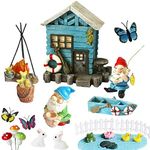 Miniature Fairy Garden Gnomes Decoration – Small Figurines Statue Accessories Gnome House for Outdoor Indoor Home Yard Patio Decor Ornaments Kit Fence Mushroom