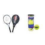 Cosco Max Power Aluminium Tennis Racquet & All Court Tennis Ball, Pack of 3 Combo, Black