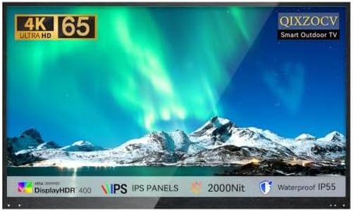 QIXZOCV MWE 65" Outdoor TV, Weatherproof Television, All-Weather Smart TV, 2000Nit Ultra-Bright 4K UHD, Voice Control, WebOS System, Perfect for Backyard, Poolside, Deck, RV & Outdoor Parties