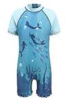 HowJoJo Big Girls One Piece Swimsuit Short Sleeve Swimwear Rash Guard Bathing Suits for Girls Mermaid 14-16/Size 15-16