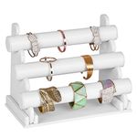 SONGMICS 3-Bar Bracelet Holder for Necklace, Jewelry Display Rack and Organizer Stand White JDS101