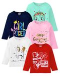 Kuchipoo Girls Regular Fit Cotton Blend T-Shirt Pack of 5 (KUC-TSHRT-142-5-6 Years, Multi-Colred)