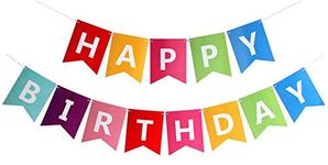 Party Propz Happy Birthday Banner - Birthday Banner For Boys Girls Rainbow Colourful Happy Birthday Banner(Cardstock) Multcolour Happy Birthday Bunting Flag Banner For Decoration,Multicolor