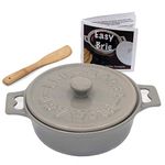 Christina Home Designs Gray Brie Baker, 3 piece set includes base, lid and wooden spoon