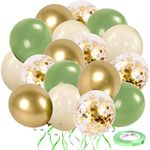 Sage Green Gold Confetti Balloons - 50 pcs Olive Green Blush Gold Metallic Latex Balloon for Eucalyptus Birthday Baby Shower Wedding Bridal Shower Party Decorations……