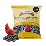 Armstrong Black Oil Sunflower Seeds, Wild Bird Food, 1.36KG (3LB) Bag