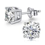 Trillium Jewels Silver Solitaire Earrings | 92.5 Purity Sterling Silver | Round Brilliant Cubic Zirconia Studs In Prongs Setting For Stunning Shine | For Women, Girls, Men And Boys RP008(8 mm)