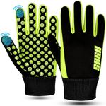 SAGA SPORTS All-Season Waterproof Gloves - Glow in The Dark, Thermal, Touchscreen Compatible - Cycling Gloves, Bike Gloves for Boys Aged 4-12 (Black, Large [8-10 ])