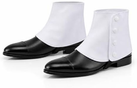 MCJC Gangster Spats for Men, White 1920s Shoe Covers, 1 Pair