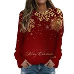 Womens Cheap Christmas Costumes Black Top Graduation Gifts for Her Fishing Ski Long Sleeve Print Stitching Round Neck Ladies Top Sweatershirts (F-H, M) Discounted Items for Sale