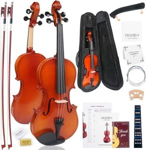 Violin 4/4 Full Size Kit for Beginners, Glossy Violin Fiddle Set for Students Age 12+ with Violin Case, Bow, Rosin, Fingerboard Sticker, Shoulder Rest, Extra Strings and Bridge(Plywood, Full)