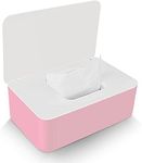 LEFUYAN Wipes Dispenser, Tissue Storage Box Case Wet Wipes Dispenser Holder with Lid for Vanity, Countertops, Desk, Office, Dorm (White Pink)