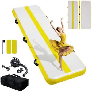 Tuxedo Sailor Inflatable Gymnastics Mat with Electric Pump, Storage Bag, Repair Kit–Air Mat for Home Training, Cheerleading, Yoga