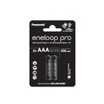 eneloop Pro, AAA/Micro, Rechargeable Battery, Pack of 2, Capacity of 930 mAh, Ready-to-Use Ni-MH Batteries, 500 Recharge Cycles, Plastic Free Packaging, Pro, Black