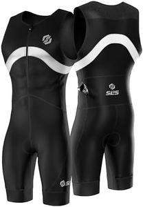 SLS3 Triathlon Suits Mens - Premium Trisuit Triathlon Men - Sleeveless, Quick Drying Tri Kit with Large Back Pocket (Midnight Black, X-Large)