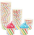 50 Pcs Ice Cream Cups 125ml Disposable Ice Cream Bowls, Paper Dessert Bowls Treat Cups Frozen Yogurt Takeout Food Containers (125ml)