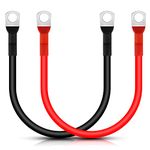 Battery Inverter Cable, Lpluziyyds 2pcs 5AWG/16mm² 50cm 12V Red and Black Car Battery Charger Cable Leads with M10 Ring Terminals Copper Wire for Truck, Motorcycle, Solar, RV, Marine