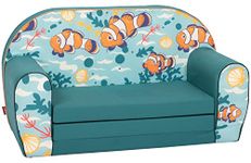 Delsit Kids Couch for Toddlers - 2 in 1 Convertible Foam Sofa to Lounger, Comfy Flip Out Lounge Chair for Children, Made in Europe