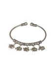 Aatman SET OF 2 Silver-Toned Silver-Plated Oxidised Butterfly & Elephant Charm Bracelet