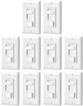DEWENWILS Dimmer Switch for LED Lights, 600W Incandescent/Halogen and 150W CFL/LED, Single-Pole or 3-Way Dimmer Light Switch, ETL ＆ cUL Listed, White, 10 Packs