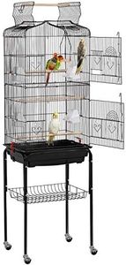 Yaheetech 64-inch Play Open Top Medium Small Bird Cage with Detachable Rolling Stand for Parrot Lovebirds Finches Canaries Parakeets Cockatiels Budgie Parrotlet Conures