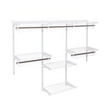 Multigot Adjustable Wardrobe Organiser, Wall-Mounted Metal Garment Rail Rack, Hanging Clothes Storage Shelf System for Bedroom Living Room (White, 4 Hanging Rods + 6 Shelves)