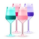 HOST Wine Freeze Double-Walled Stemmed Wine Glasses Freezer Cooling Cups with Active Cooling Gel and Insulated Silicone Grip, 6.5 Oz Plastic Tumblers, Tinted, Set of 4