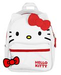 Hello Kitty Signature Bow Face and 3D Ear Design Faux Leather Mini Backpack, White, One Size, Day Backpack