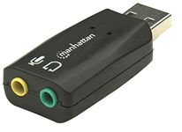 Manhattan USB-A Sound Adapter, USB-A to 3.5 mm Mic-in and Audio-Out ports, 480 Mbps (USB 2.0), Supports 3D and Virtual 5.1 Surround Sound