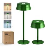 Philips Cordless Table Lamp, Portable Outdoor LED Desk Light, Rechargeable Battery Operated, 2 Adjustable Height, Touch Control & 3 Color Stepless Dimming, Waterproof Lamps for Bedroom, Green