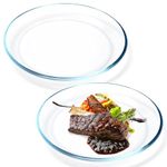 NUTRIUPS 2 Pack Glass Dinner Plates, 25.4cm Transparent Tempered Glass Household Plates, Pasta Plates, Salad Plates, Microwave Safe & Dishwasher Safe