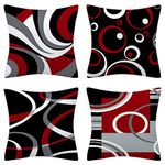 AMOR SPES 4 Pack Pillow Covers 18 x 18 inch Red/Black Geometric Pillow Cases Home Decor Throw Pillow Covers for Sofa Bed Couch Modern Life Decor Pillow Covers 45 x 45cm (B)