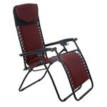 Azuma Zero Gravity Padded Garden Reclining Relaxer Lounge Lounger Chair In Dark Red