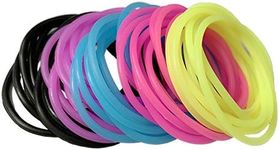 50 Pcs Silicone Jelly Bracelets Assorted Colors Neon Bracelets Retro Bracelets Bands for 80s Party Favors for Women Girls Kids(Black,Purple,Pink,Yellow,Blue)