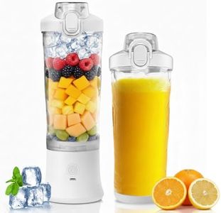 UOEPOWA Portable Juicer 20oz, USB-C Fast Charging Personal Smoothie Maker | Electric Blender Cup Crushes Ice for Protein Shakes and Juices | Mini Travel/Gym/Office/Kitchen/Outdoor (White)