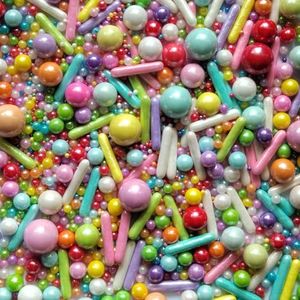 Edible Sprinkles Rainbow Pearl Sugar Candy Mix Size Baking Cake Decorations Cupcake Toppers Cookie Decorating Wedding Shower Party Valentine Halloween Christmas Supplies 100g/3.53oz