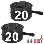 20x1.75/2.125 Inner Tube with 32mm Schrader Valve, Heavy Duty Bike Tire Tube for Road Mountain Track Cyclocross MTB Cruiser Kids Fat Bike,Butyl Rubber Tire Tube 20x1.75/1.95/2.10/2.125(2 Pack)