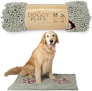 My Doggy Place - Ultra Absorbent Microfiber Dog Door Mat, Durable, Quick Drying, Washable, Prevent Mud Dirt, Keep Your House Clean (Light Grey w/Paw Print, Large) - 36 x 26 inch