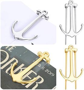 4 Pieces Anchor Bookmarks Anchor Book Page Holder Creative Bookmarks Book Page Marker Metal Page Holder for Home Office School Supplies (Golden, Silvery)