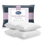 Silentnight Hotel Collection Pillows 4 Pack - Luxury Hotel Quality Pillows Soft Medium Support for Back and Side Sleepers Comfy Supportive - Hypoallergenic and Machine Washable - Pack of 4