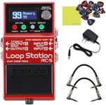 Boss RC-5 Loop Station Compact Phrase Recorder Pedal Bundle with 2x Strukture S6P48 Woven Right Angle Patch Cables, 12x Fender Guitar Picks, 9V Power Adapter and Instrument Polishing Cloth