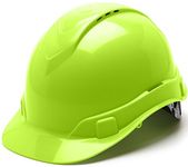 Pyramex Ridgeline Cap Style Hard Hat, Vented, 4-Point Ratchet Suspension, Hi-Vis Lime