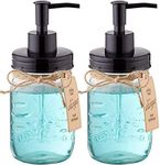 Elwiya Mason Jar Soap Dispenser - 16 Ounce Glass Mason Jar with Plastic Pump and Lid - Rust Proof - Rustic Bathroom Accessories &Kitchen Home Decor - 2 Pack