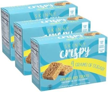 Skinny Crispy Original Vanilla Rice Treats – Low Sugar (4g), Vegan, Gluten-Free, Dairy-Free, Non-GMO, Top 9 Allergen-Free, Healthy Snack Bars, 15 Count