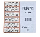 Bingo Tickets 600 Pad 6 To a Sheet 1-90 Perforated (Brown)